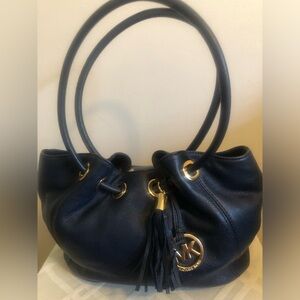 Dark Blue Michael Kors Ring Purse with Tassel